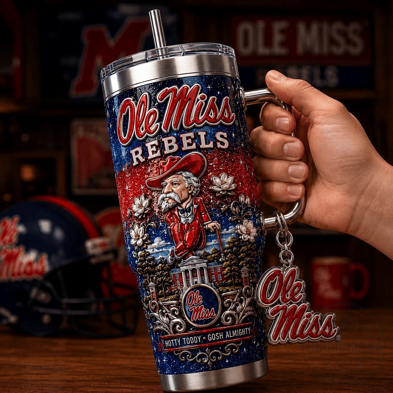 40oz Tumbler with Handle featuring Ole Miss Rebels Colonel Reb Hotty Toddy Gosh Almighty 9 40oz Tumbler with Handle featuring Ole Miss Rebels Colonel Reb Hotty Toddy Gosh Almighty