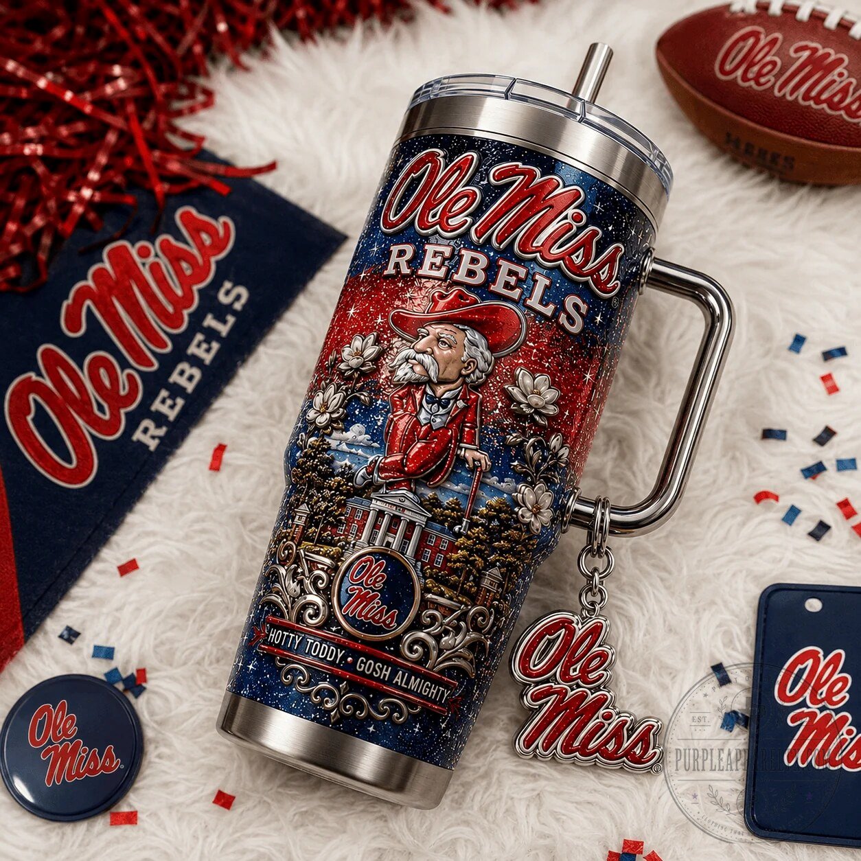 40oz Tumbler with Handle featuring Ole Miss Rebels Colonel Reb Hotty Toddy Gosh Almighty 10 40oz Tumbler with Handle featuring Ole Miss Rebels Colonel Reb Hotty Toddy Gosh Almighty