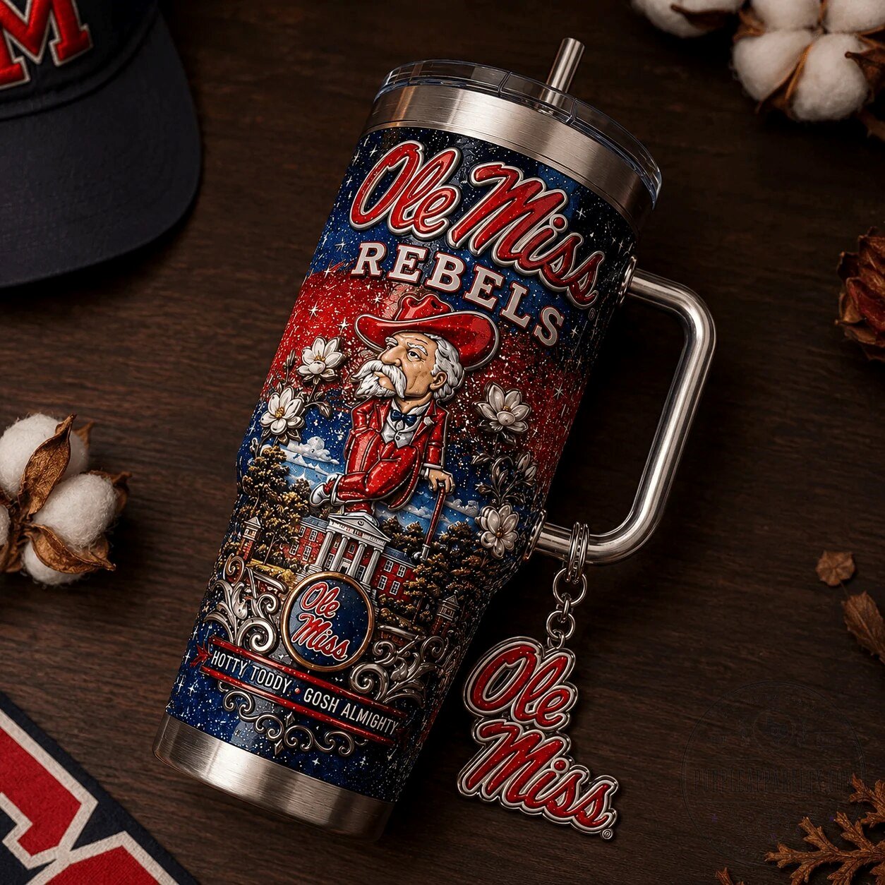 40oz Tumbler with Handle featuring Ole Miss Rebels Colonel Reb Hotty Toddy Gosh Almighty 11 40oz Tumbler with Handle featuring Ole Miss Rebels Colonel Reb Hotty Toddy Gosh Almighty