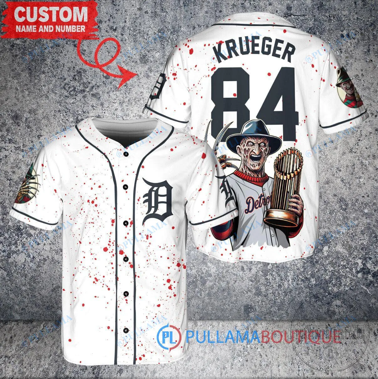 Freddy Krueger Detroit Tigers World Series Champions Baseball Jersey 2 Freddy Krueger Detroit Tigers World Series Champions Baseball Jersey