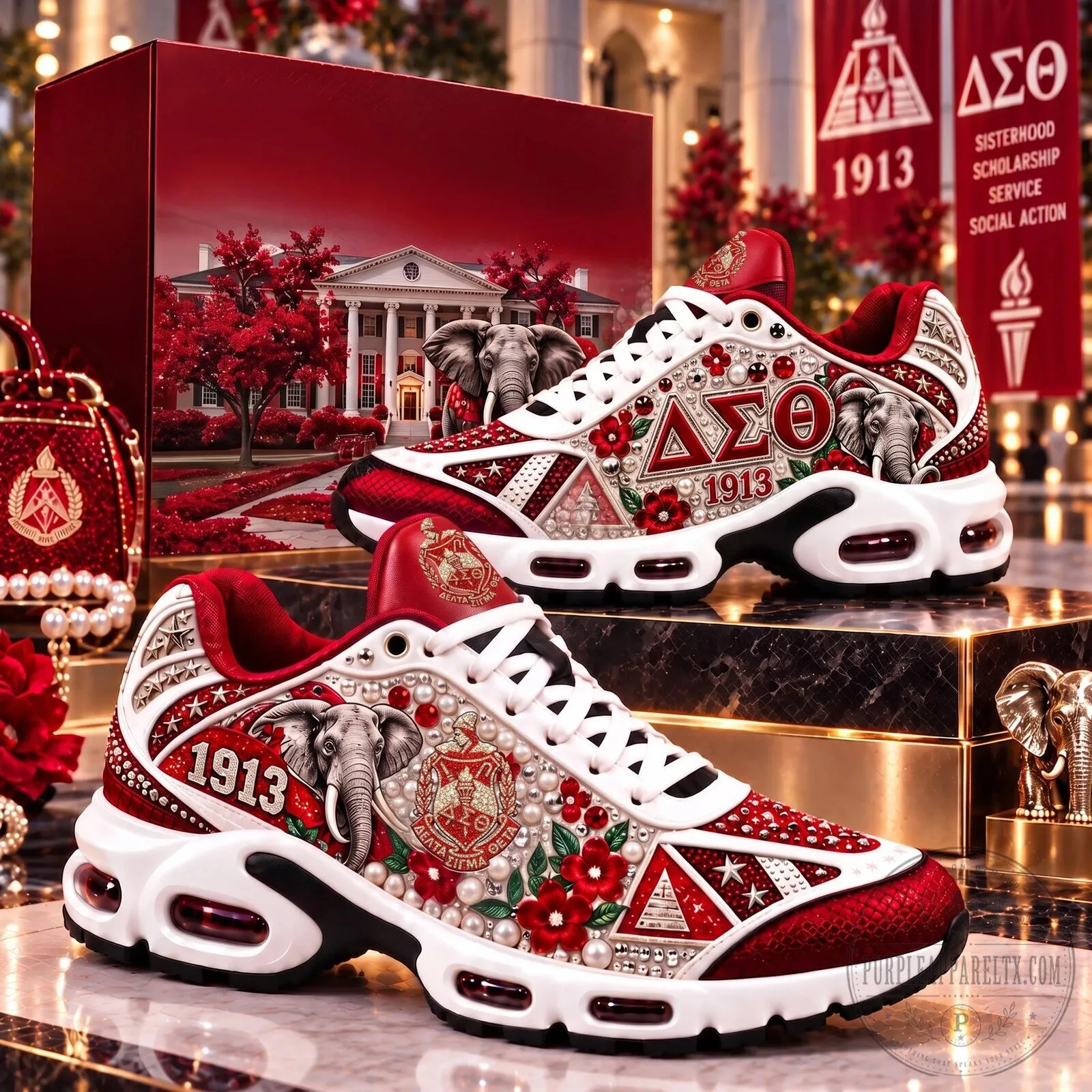 Red and White Athletic Sneakers for Delta Sigma Theta Sorority Incorporated 5 Red and White Athletic Sneakers for Delta Sigma Theta Sorority Incorporated