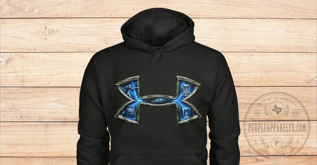 Disc Golf Limited Edition Under Armour Style Logo Black Hoodie Disc Golf Limited Edition Under Armour Style Logo Black Hoodie