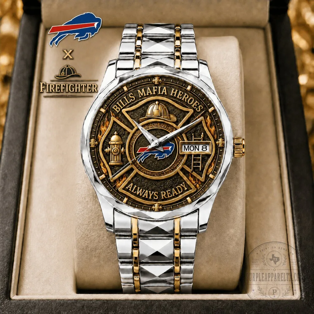 Buffalo Bills Firefighter Always Ready Heroes Stainless Steel Wrist Watch Buffalo Bills Firefighter Always Ready Heroes Stainless Steel Wrist Watch