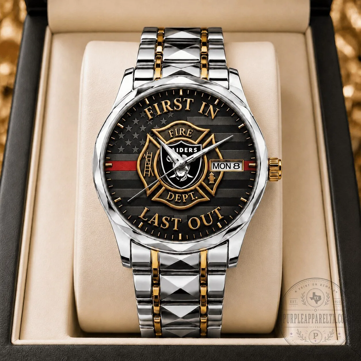 Firefighter First In Last Out Stainless Steel Wrist Watch For Men 1 Firefighter First In Last Out Stainless Steel Wrist Watch For Men