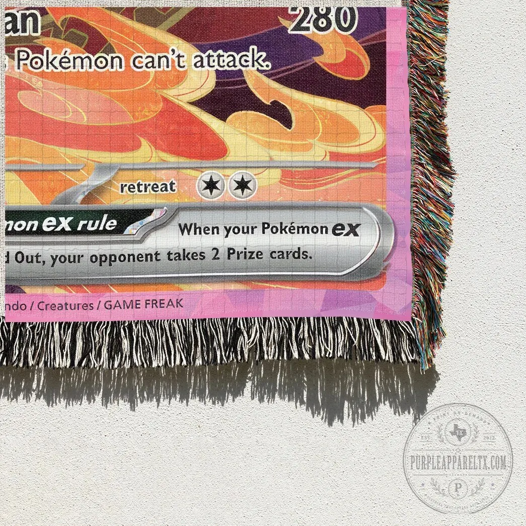 Pokemon Flareon EX Tera Burning Charge Card Woven Blanket 11 Pokemon Flareon EX Tera Burning Charge Card Woven Blanket