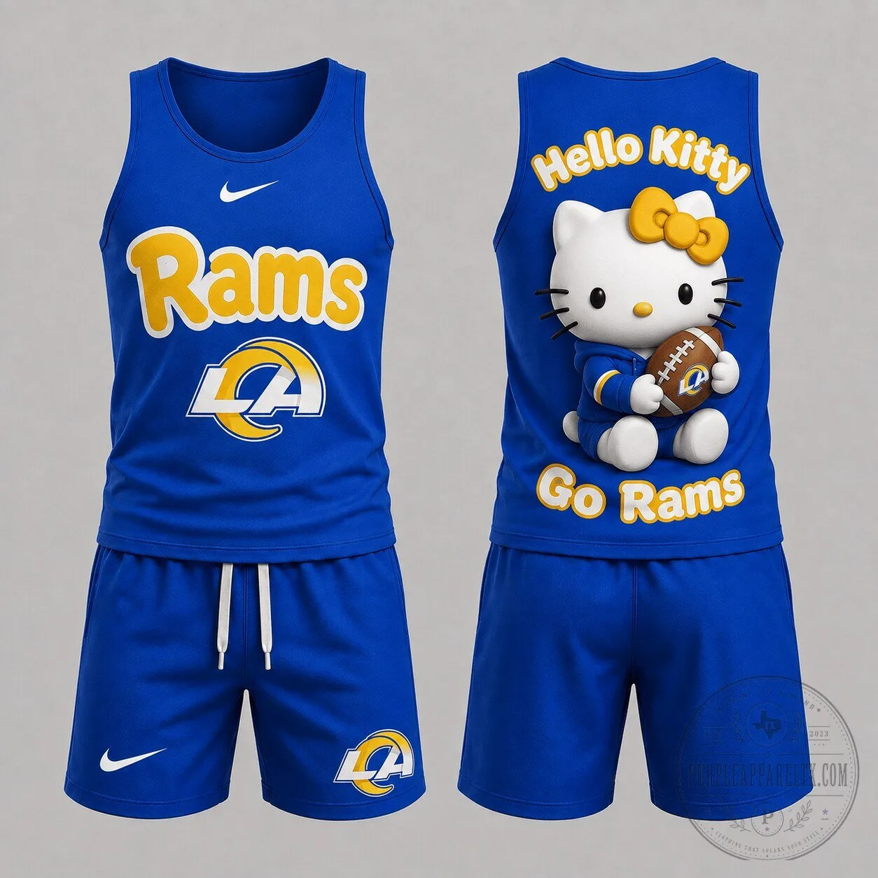 Los Angeles Rams Football Hello Kitty Tank Top and Shorts Set