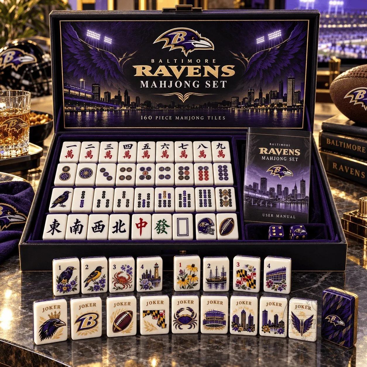 Baltimore Ravens National Football League Mahjong Game Set with 160 Tiles 5 Baltimore Ravens National Football League Mahjong Game Set with 160 Tiles