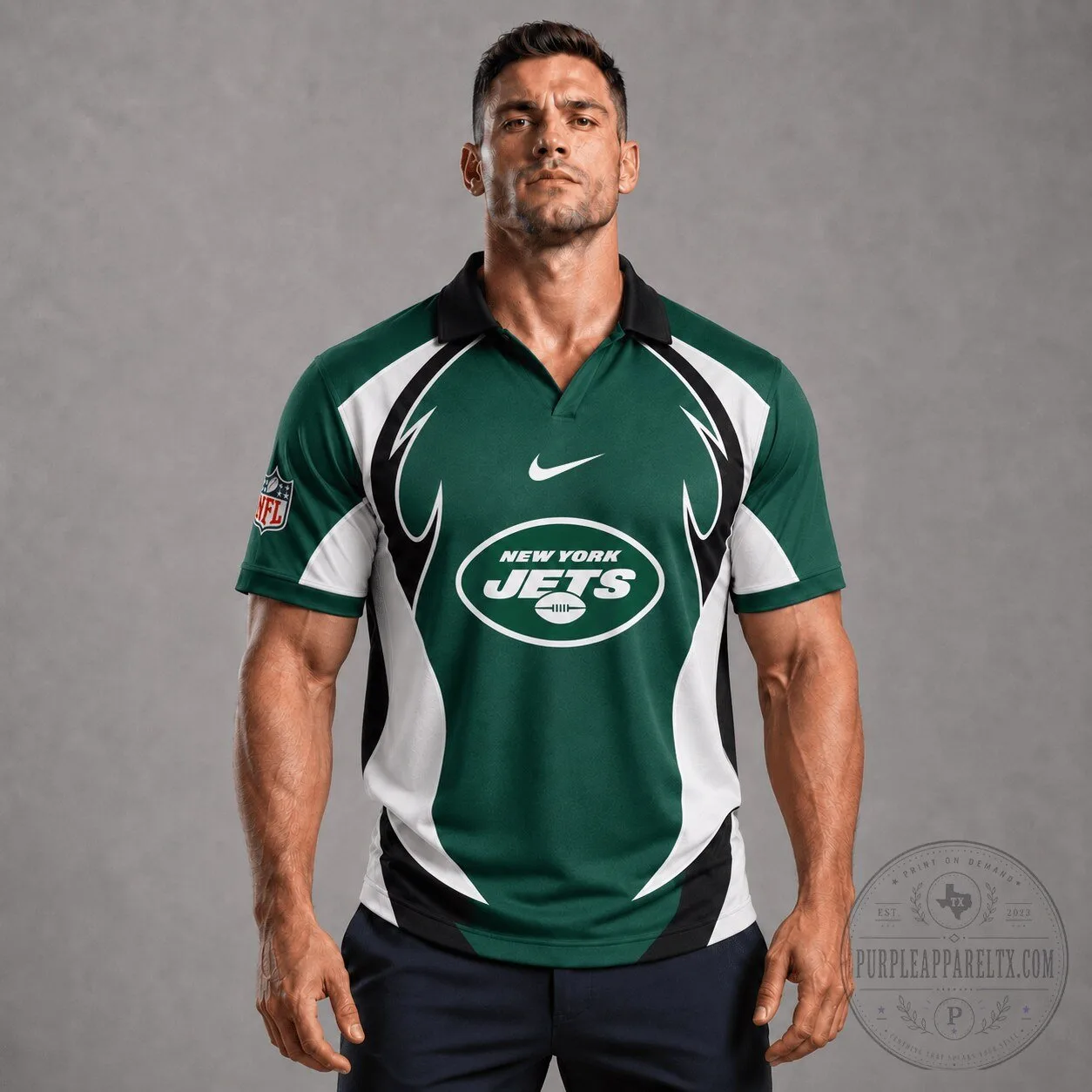 New York Jets National Football League Green and White Fan Polo Shirt