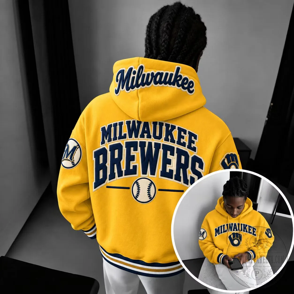 Milwaukee Brewers Baseball Team Logo Yellow Fan Apparel Hoodie 1 Milwaukee Brewers Baseball Team Logo Yellow Fan Apparel Hoodie