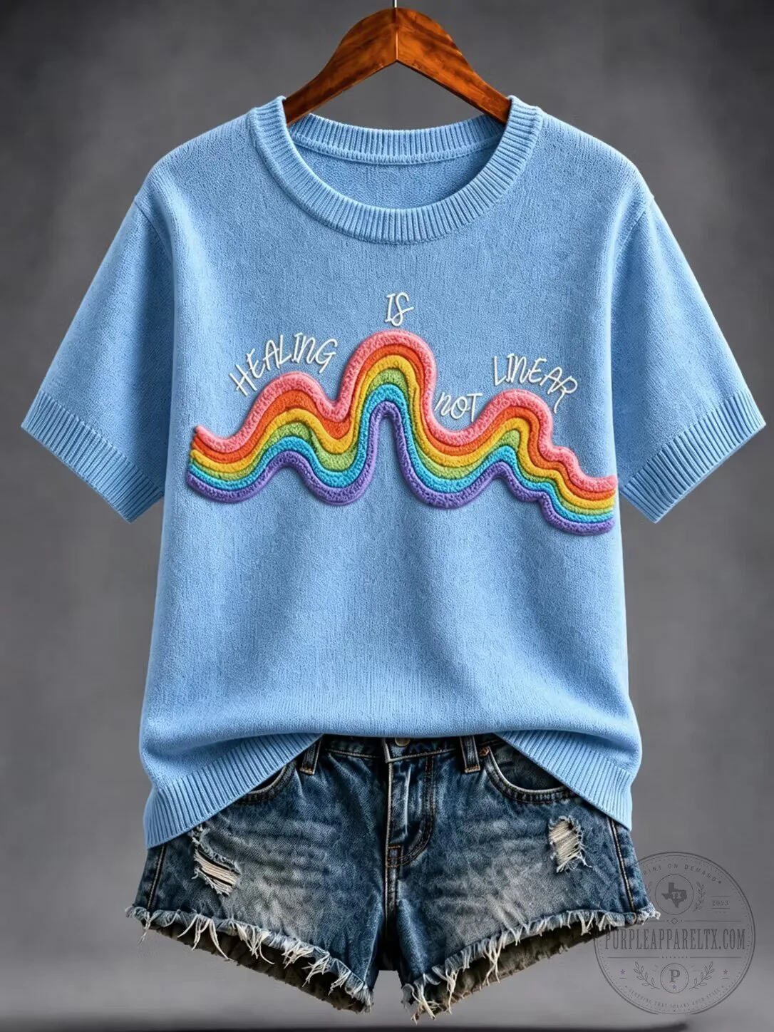 Mental Health Shirt Healing Is Not Linear Rainbow Graphic T-Shirt