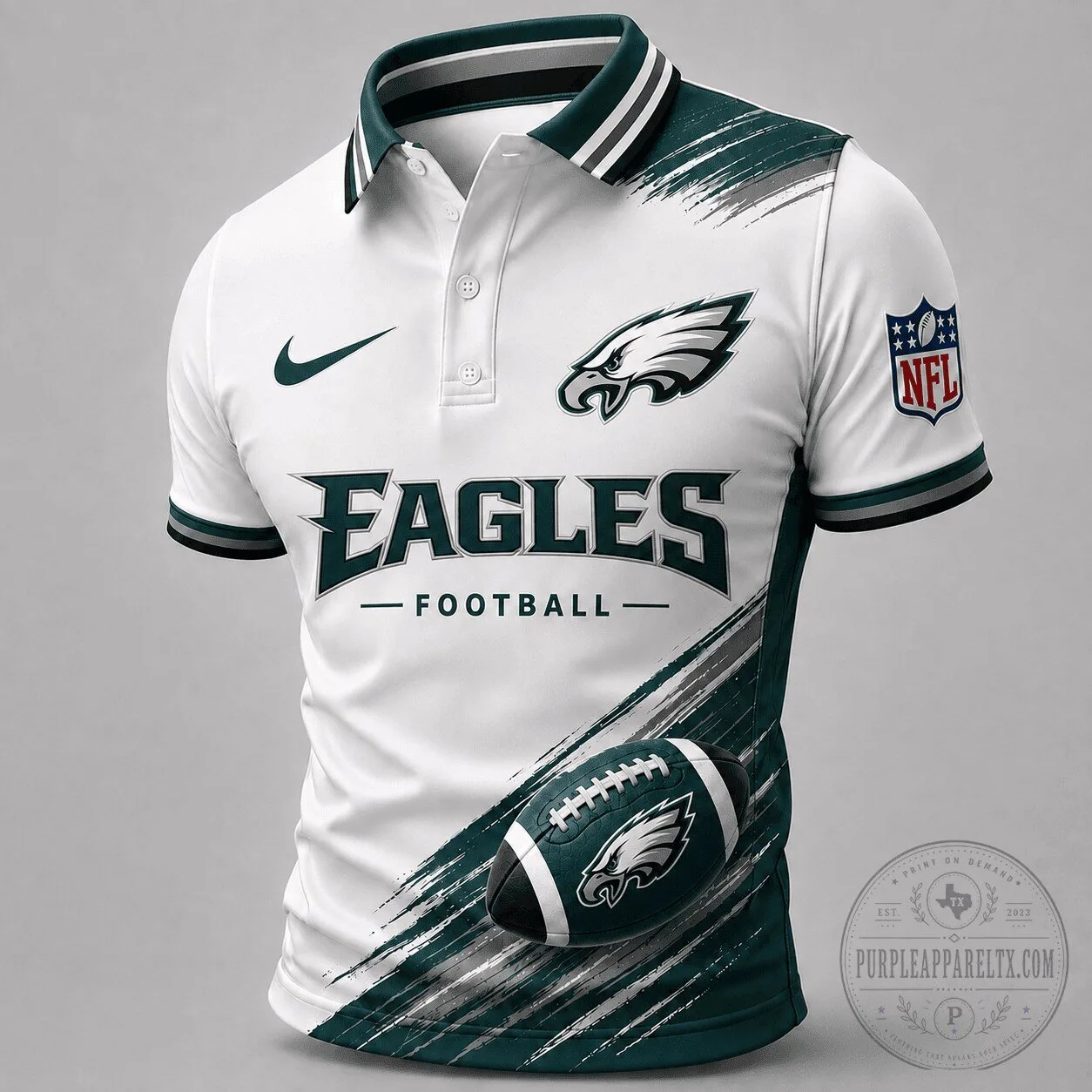 Philadelphia Eagles Football Team Dynamic Gridiron Style Polo Shirt 1 Philadelphia Eagles Football Team Dynamic Gridiron Style Polo Shirt