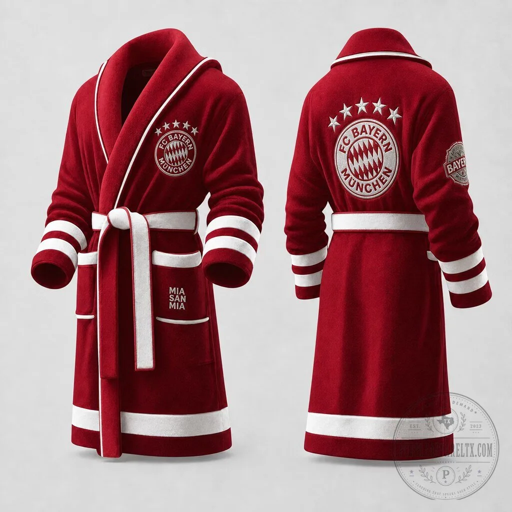 FC Bayern München Football Club Red Plush Bathrobe