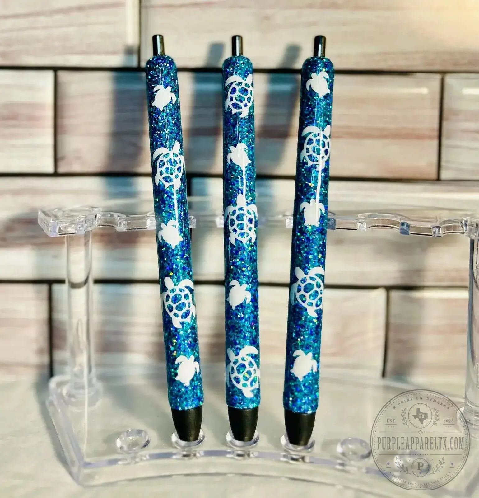 Sparkling Blue Sea Turtle Glitter Ballpoint Pen