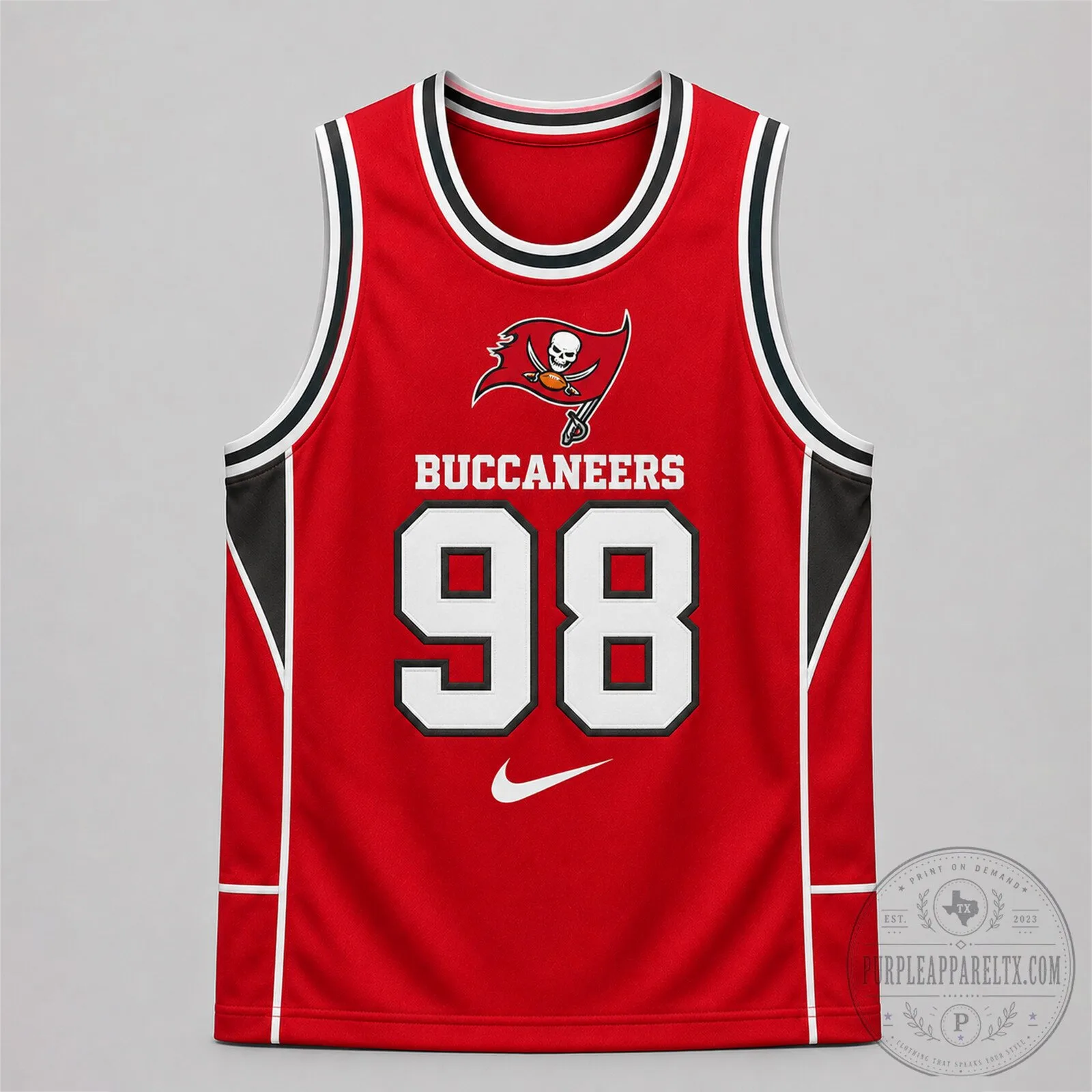 Tampa Bay Buccaneers Red Football Fanatics Custom Number 98 Tank Top Jersey