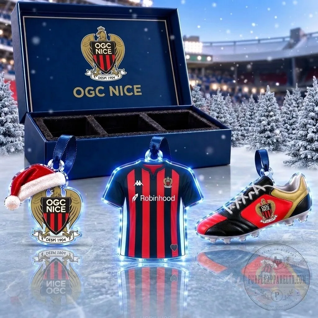 OGC Nice Football Club Team Set of 3 Acrylic Christmas Ornaments 1 OGC Nice Football Club Team Set of 3 Acrylic Christmas Ornaments