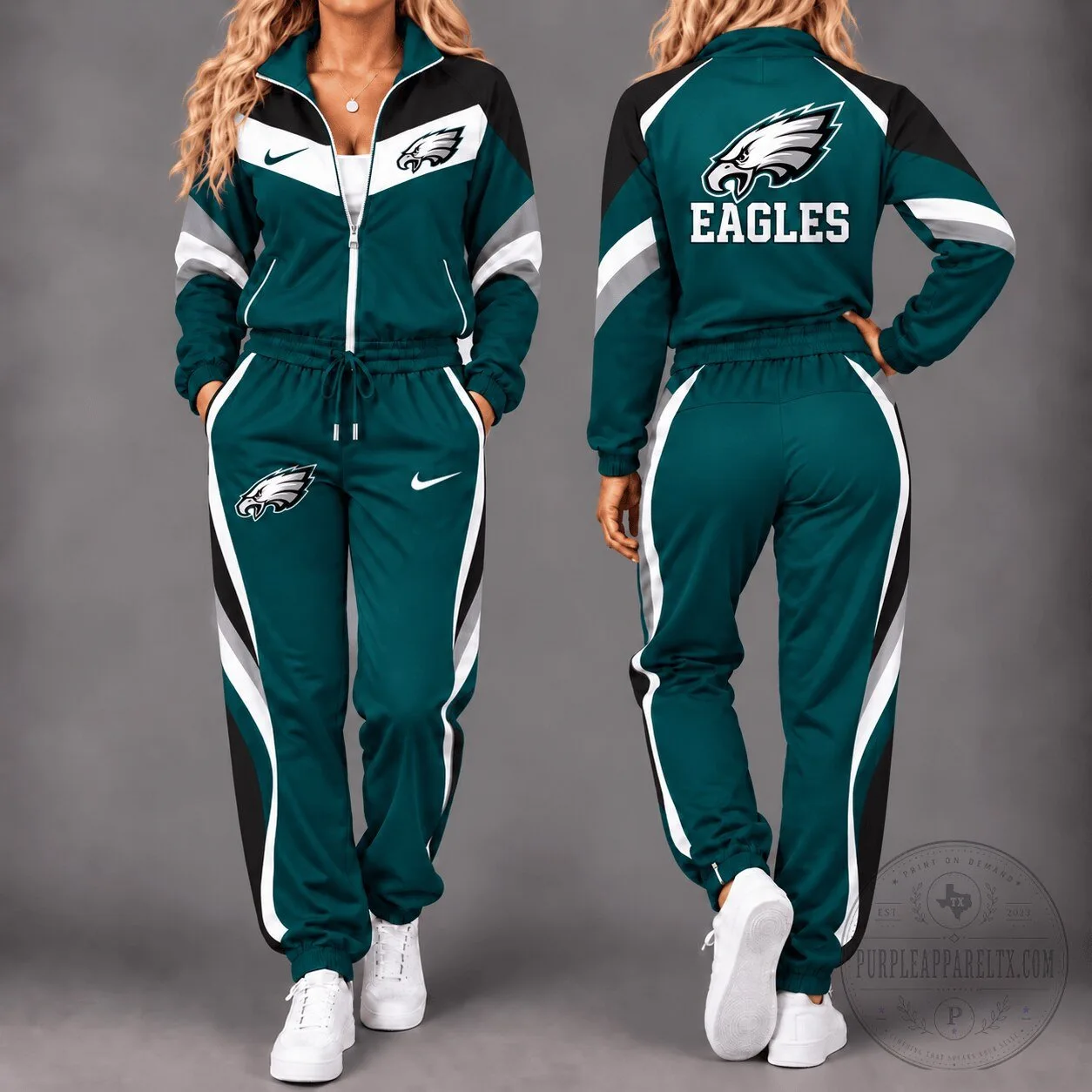 Philadelphia Eagles Nike Inspired Team Pride Full Zip Tracksuit Jacket and Pants Set