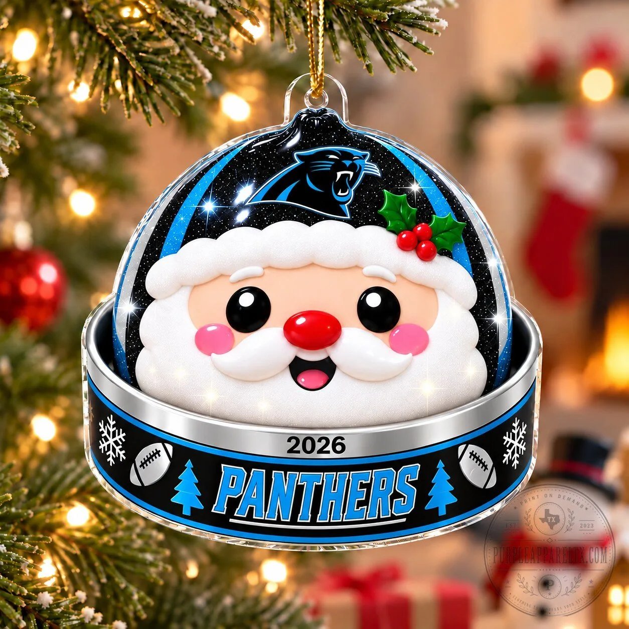 Carolina Panthers Santa Claus Christmas Tree Ornament 2026 Edition 1 Carolina Panthers Santa Claus Christmas Tree Ornament 2026 Edition