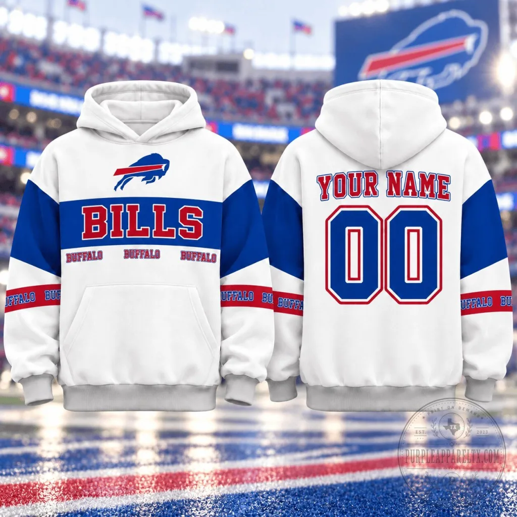 Buffalo Bills NFL Football Team Personalized White and Blue Hoodie Buffalo Bills NFL Football Team Personalized White and Blue Hoodie