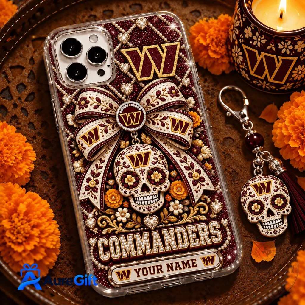 Washington Commanders Day of the Dead Personalized Phone Case Washington Commanders Day of the Dead Personalized Phone Case