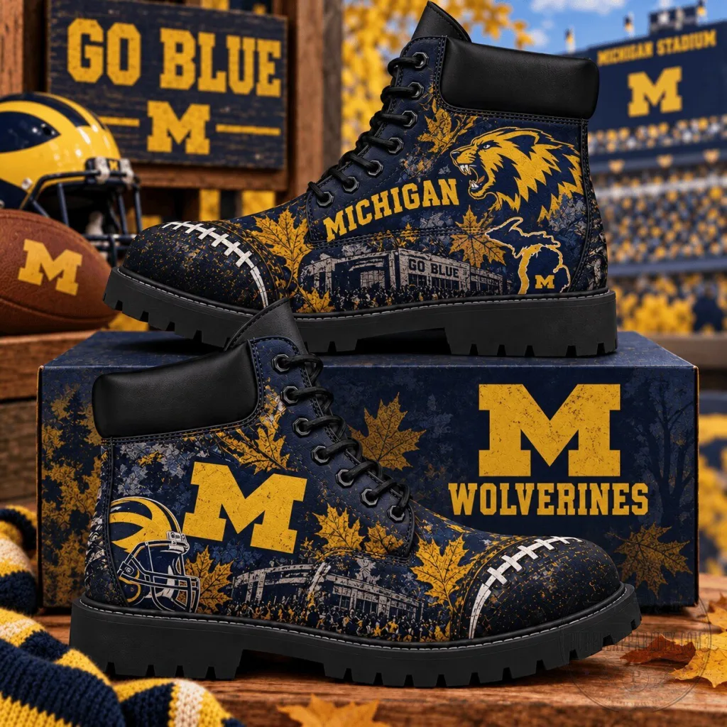 Michigan Wolverines Football Team Fan High-Top Boots Michigan Wolverines Football Team Fan High-Top Boots