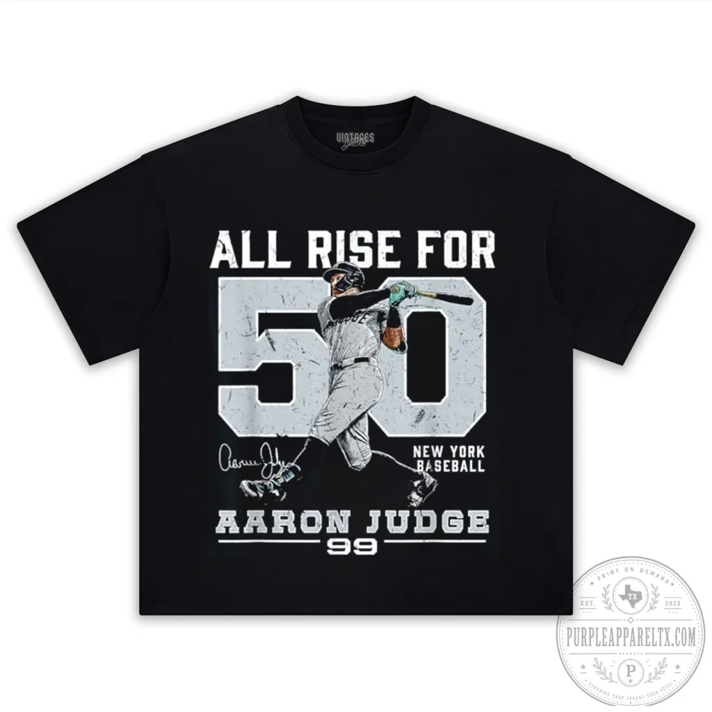Aaron Judge New York Baseball All Rise For 50 Black T-Shirt Aaron Judge New York Baseball All Rise For 50 Black T-Shirt