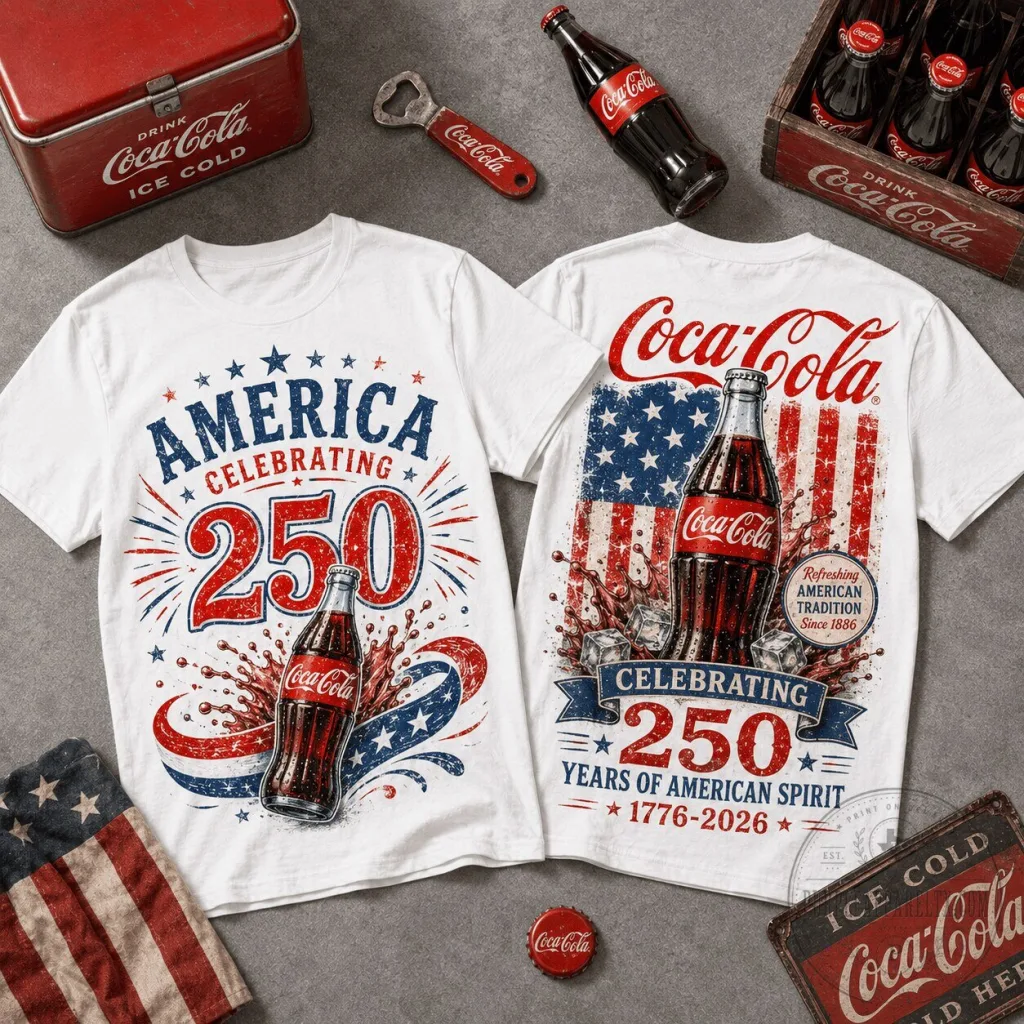 Fourth of July Coca-Cola America Celebrating 250 Years of American Spirit T-Shirt Fourth of July Coca-Cola America Celebrating 250 Years of American Spirit T-Shirt
