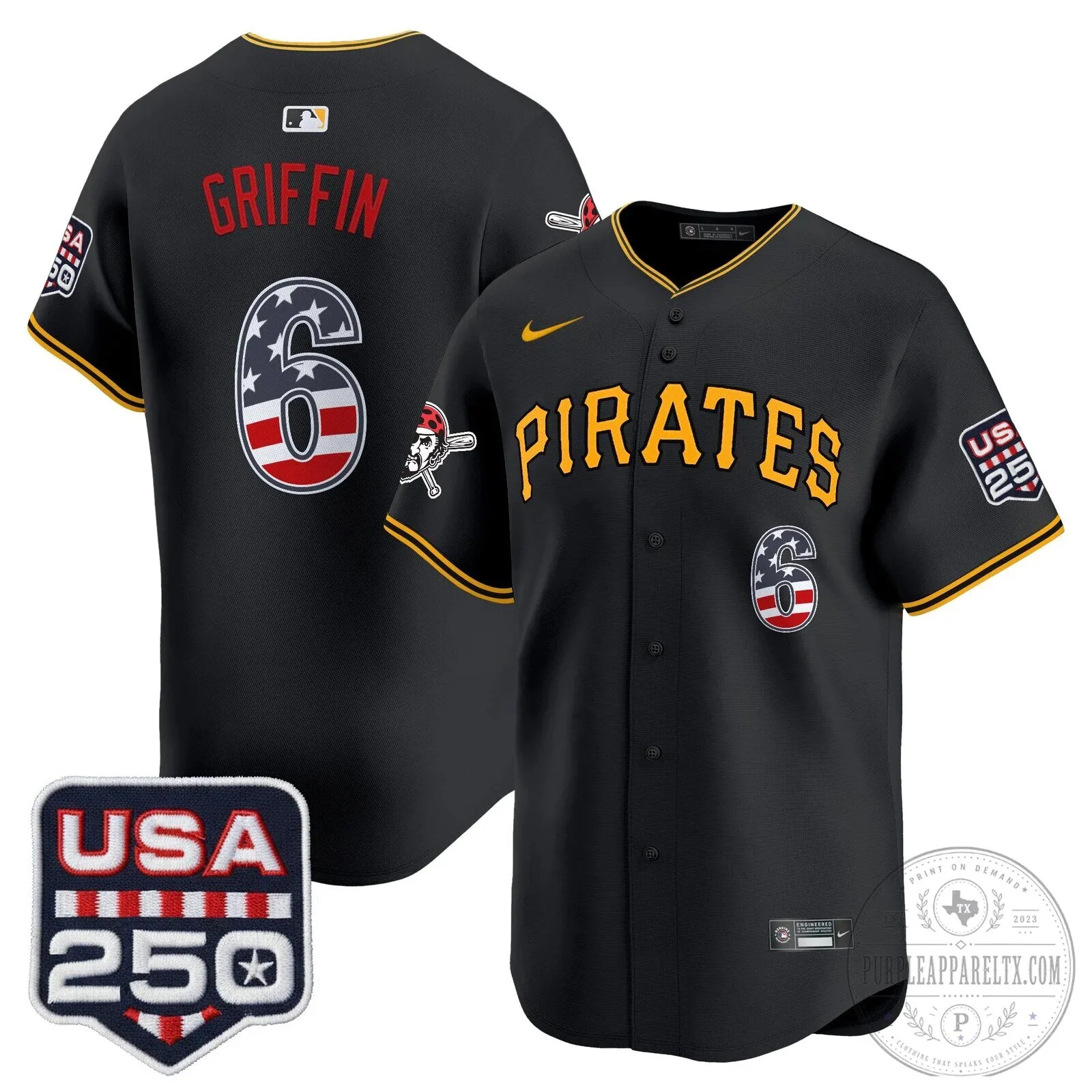 Pittsburgh Pirates Paul Skenes Fourth of July Black Baseball Jersey 68 Pittsburgh Pirates Paul Skenes Fourth of July Black Baseball Jersey