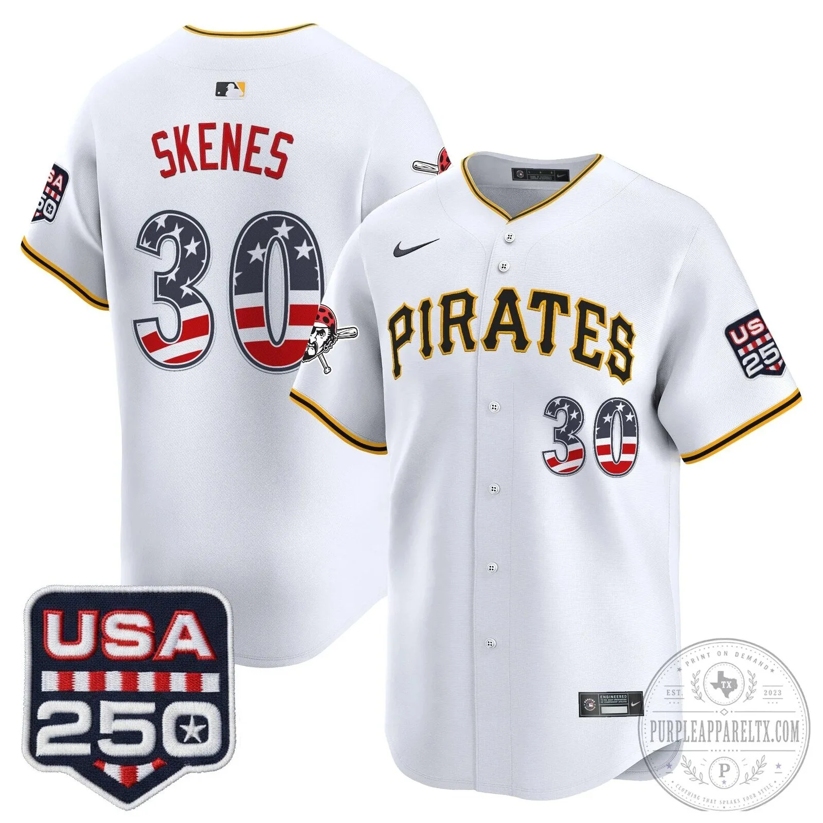 Pittsburgh Pirates Paul Skenes Fourth of July Black Baseball Jersey 70 Pittsburgh Pirates Paul Skenes Fourth of July Black Baseball Jersey