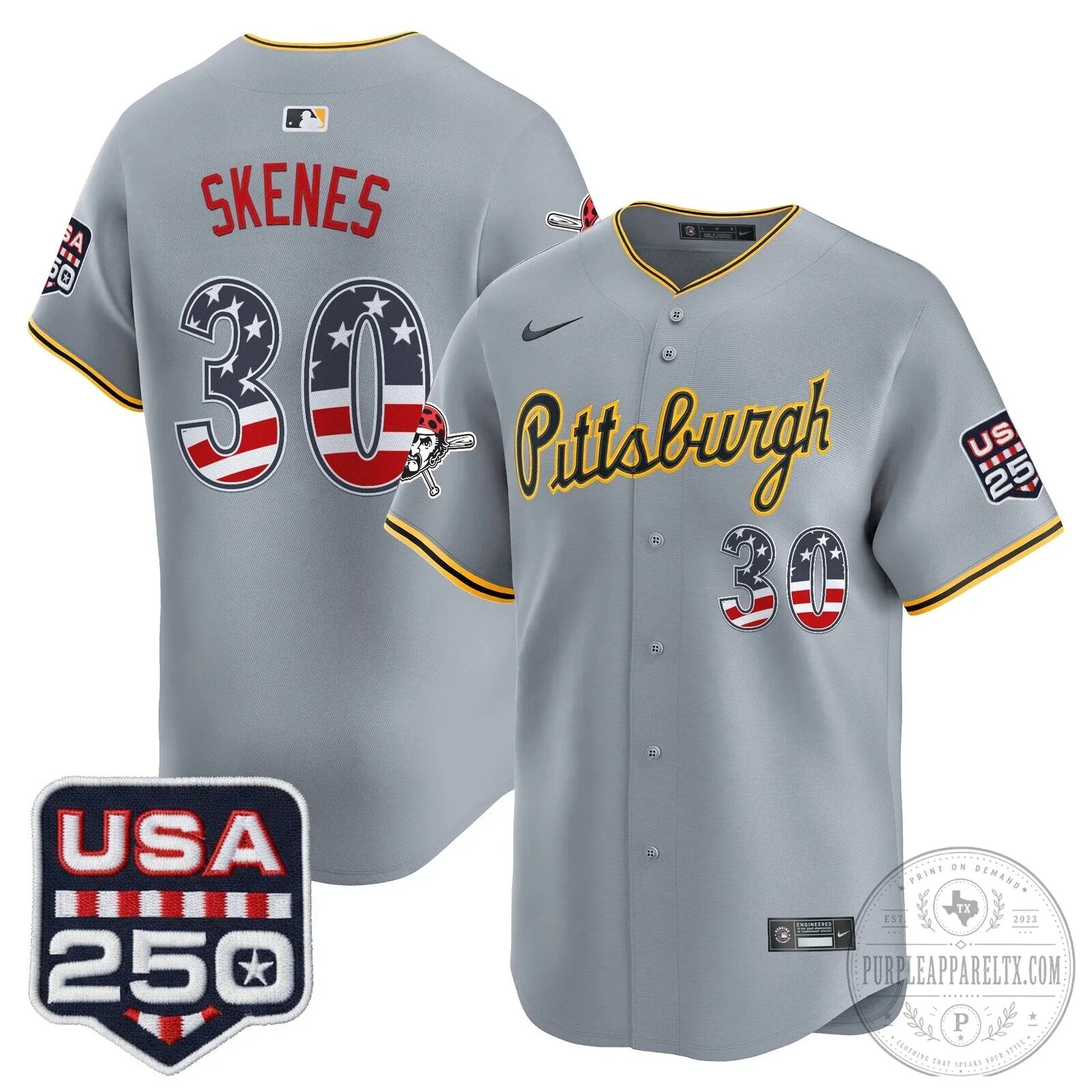 Pittsburgh Pirates Paul Skenes Fourth of July Black Baseball Jersey 81 Pittsburgh Pirates Paul Skenes Fourth of July Black Baseball Jersey