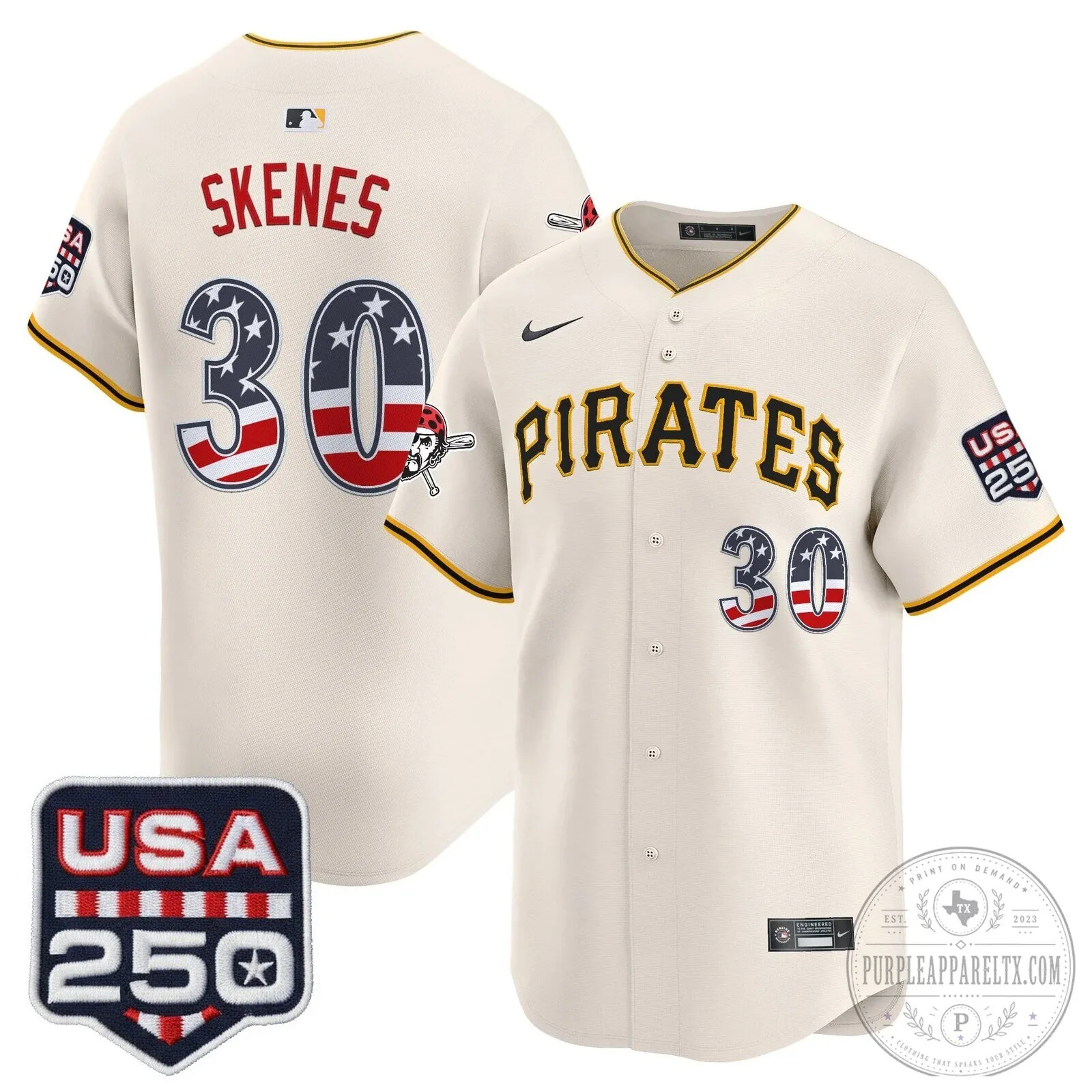 Pittsburgh Pirates Paul Skenes Fourth of July Black Baseball Jersey 103 Pittsburgh Pirates Paul Skenes Fourth of July Black Baseball Jersey
