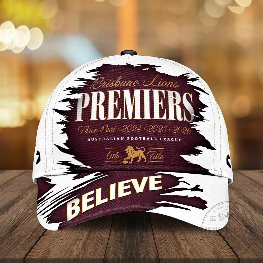 Brisbane Lions Australian Football League Premiers Three Peat Believe Cap