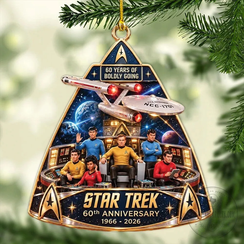 Star Trek 60th Anniversary Boldly Going Enterprise Crew Christmas Ornament 5 Star Trek 60th Anniversary Boldly Going Enterprise Crew Christmas Ornament