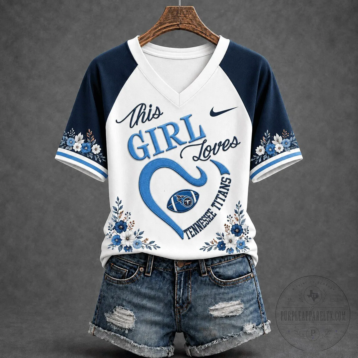 Tennessee Titans Football This Girl Loves V-Neck T-Shirt