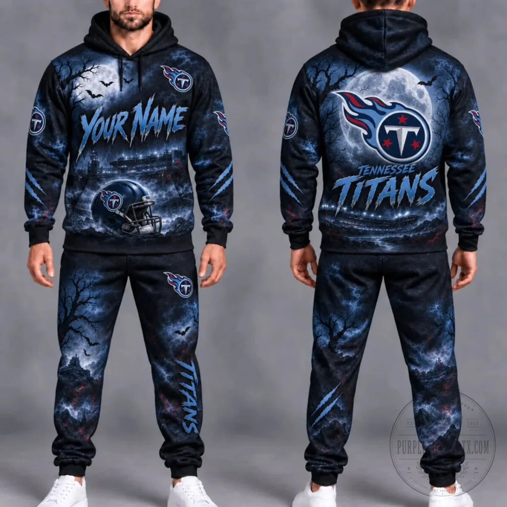 Tennessee Football Titans Moonlit Skyline Personalized Hoodie Tennessee Football Titans Moonlit Skyline Personalized Hoodie