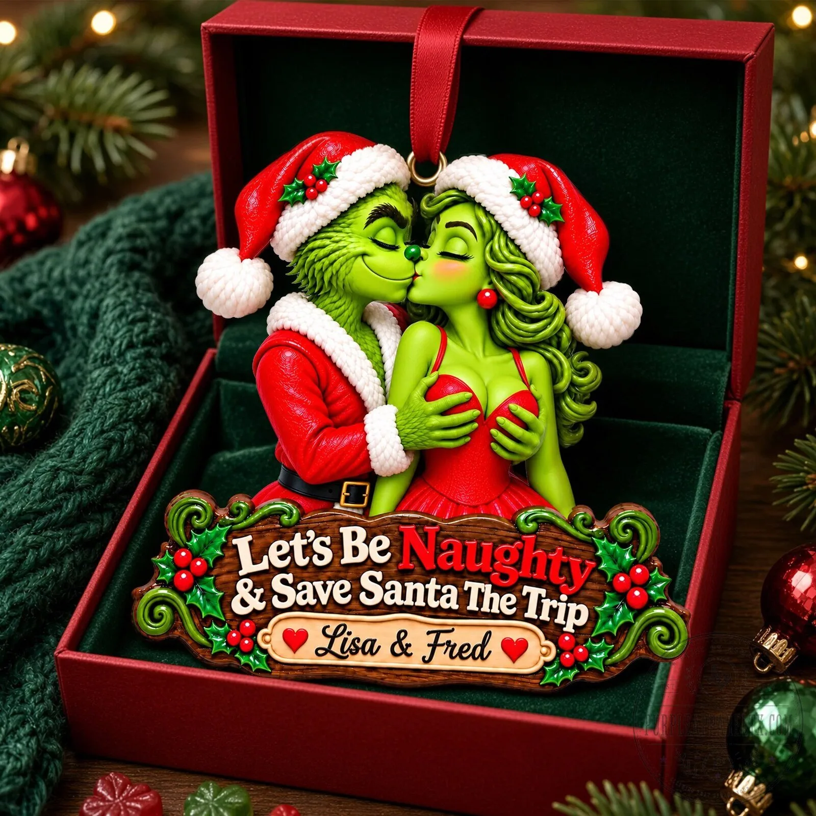 Personalized Holiday Decoration - Grinch Couple Christmas Ornament with a Naughty Twist 11 Personalized Holiday Decoration - Grinch Couple Christmas Ornament with a Naughty Twist