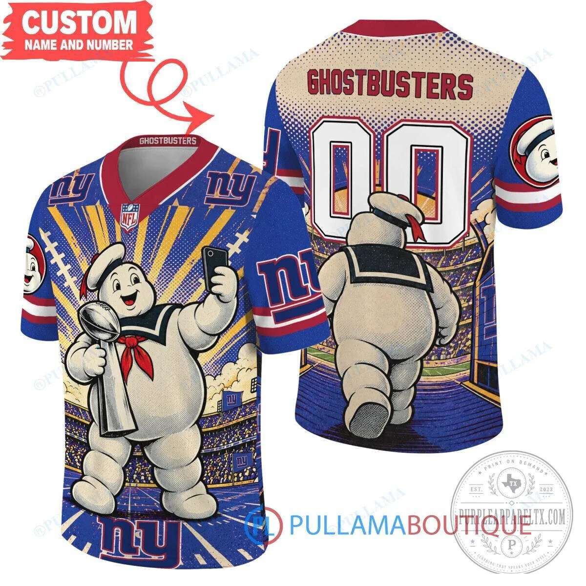 New York Giants Ghostbusters Stay Puft Marshmallow Man Football Jersey