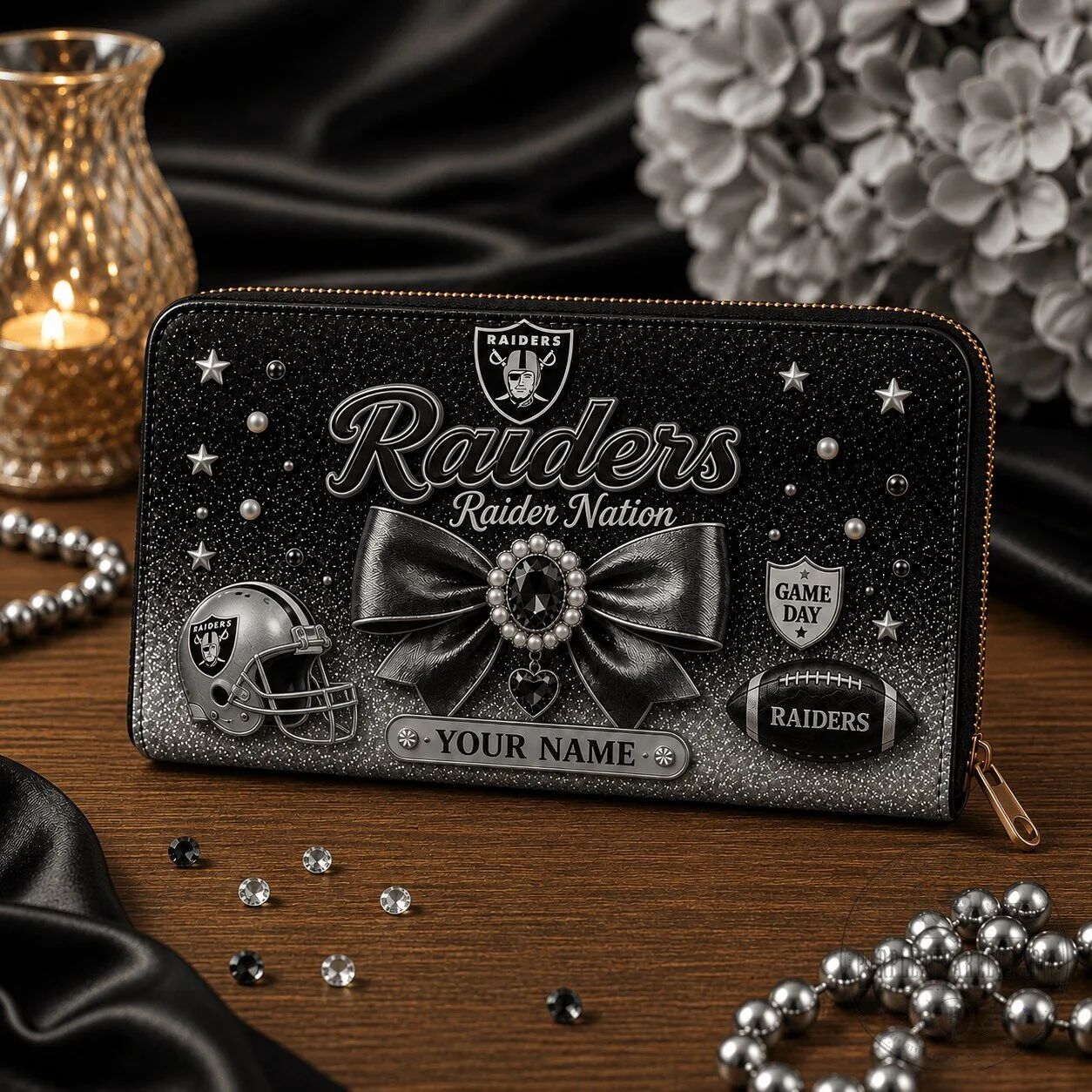 Las Vegas Raiders Personalized Black Glitter Raider Nation Wallet 5 Las Vegas Raiders Personalized Black Glitter Raider Nation Wallet