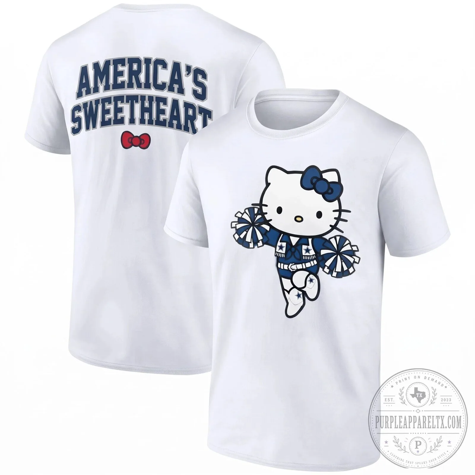 Dallas Cowboys Hello Kitty America's Sweetheart Black Short Sleeve T-Shirt 10 Dallas Cowboys Hello Kitty America
