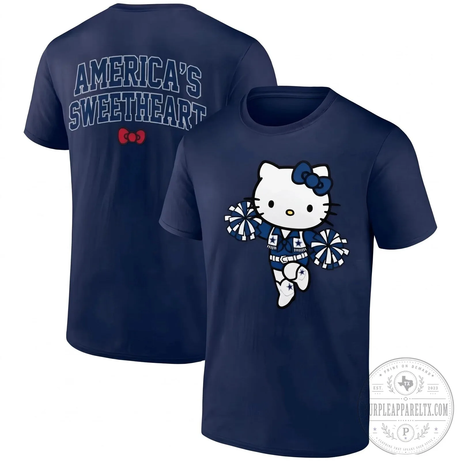 Dallas Cowboys Hello Kitty America's Sweetheart Black Short Sleeve T-Shirt 11 Dallas Cowboys Hello Kitty America