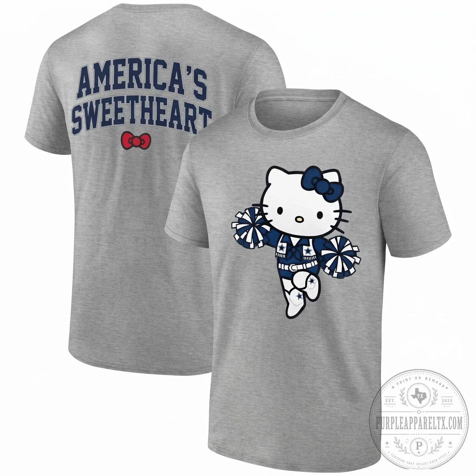Dallas Cowboys Hello Kitty America's Sweetheart Black Short Sleeve T-Shirt 12 Dallas Cowboys Hello Kitty America
