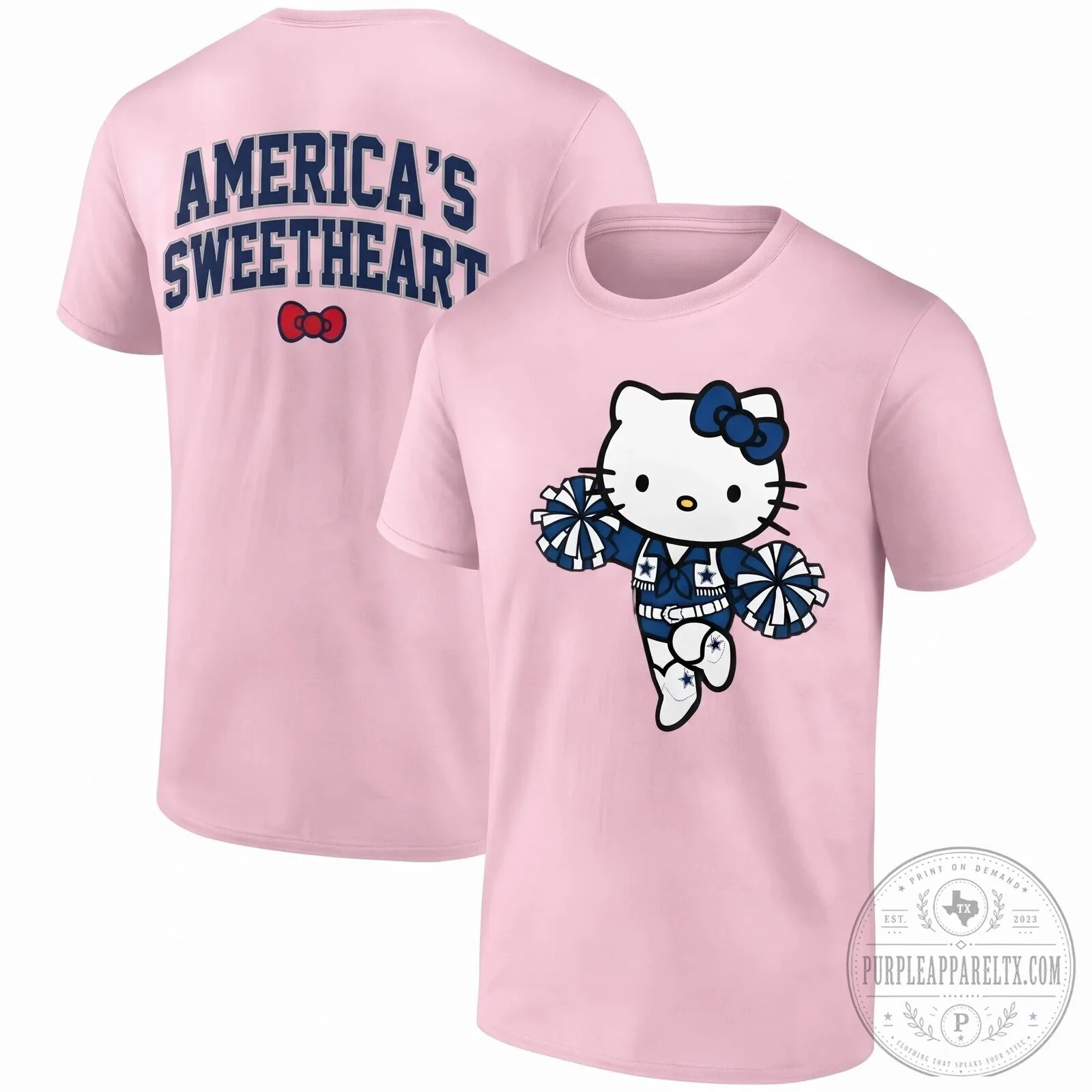 Dallas Cowboys Hello Kitty America's Sweetheart Black Short Sleeve T-Shirt 13 Dallas Cowboys Hello Kitty America