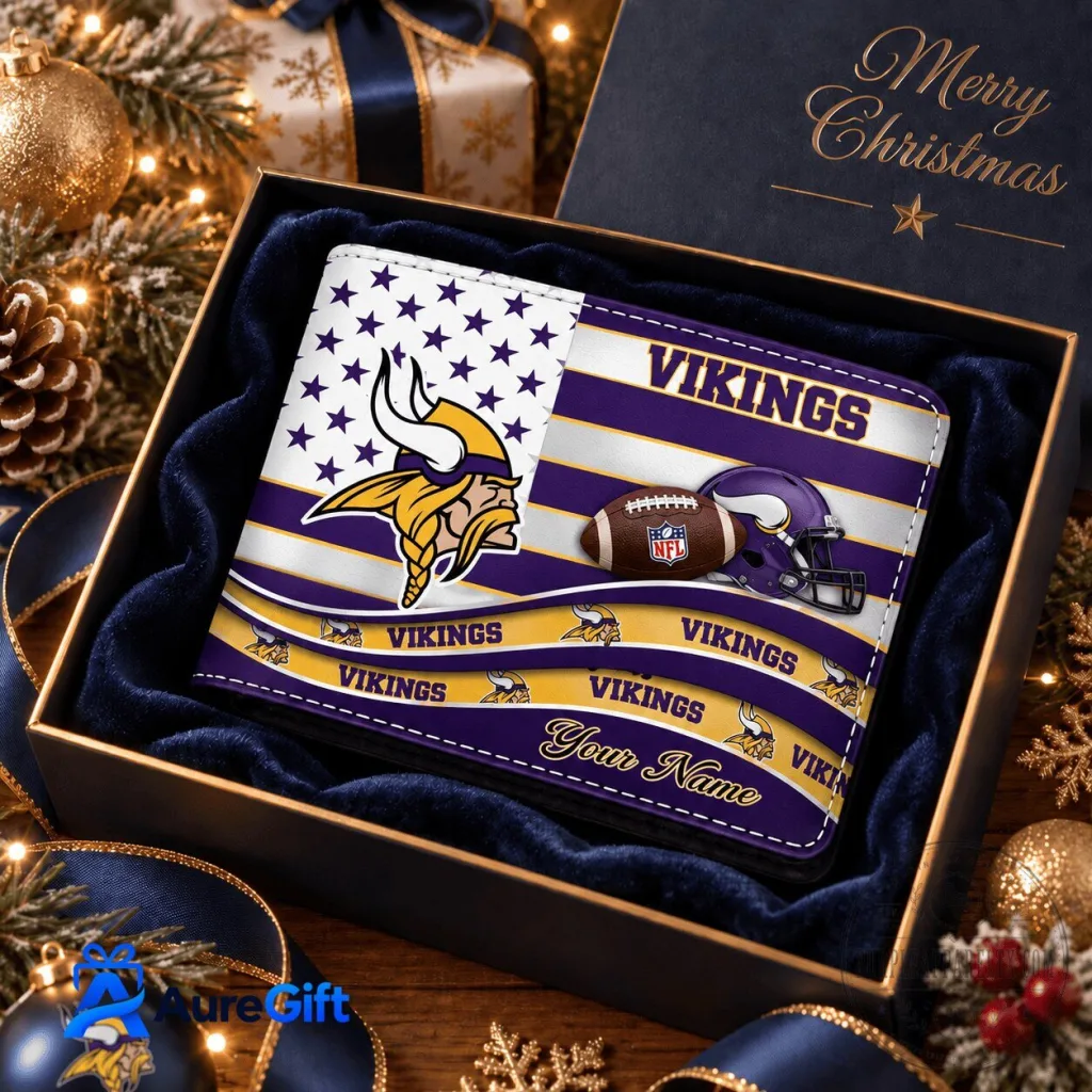 Minnesota Vikings NFL Christmas Personalized American Flag Wallet Minnesota Vikings NFL Christmas Personalized American Flag Wallet