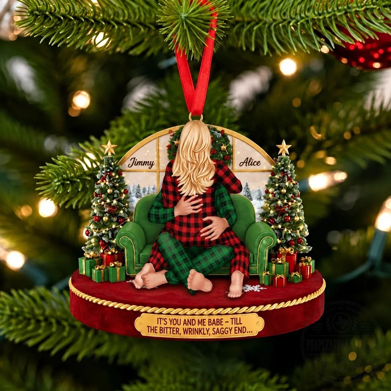 Personalized Couple Christmas Ornament - Till The Bitter Wrinkly Saggy End