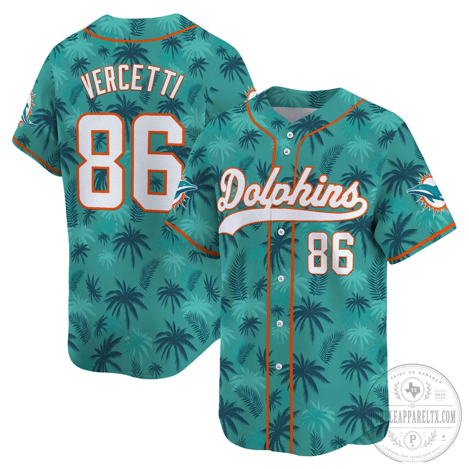 Vice City Miami Dolphins Tommy Vercetti Baseball Jersey