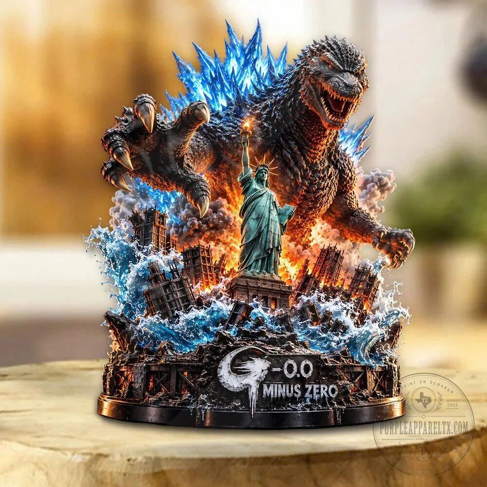 Godzilla Minus One Movie Monster Attack Statue of Liberty Acrylic Plaque