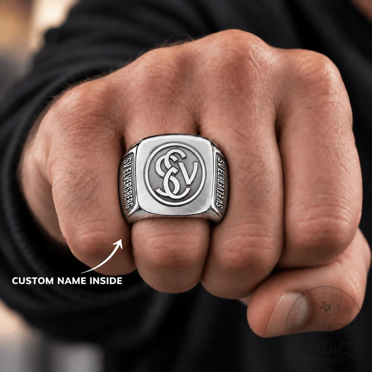 SV Elversberg Bundesliga Men's Engraved Silver Ring for Football Fans