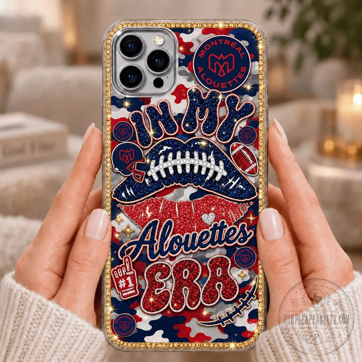 Montreal Alouettes Football In My Era Glitter Lips Phone Case for iPhone