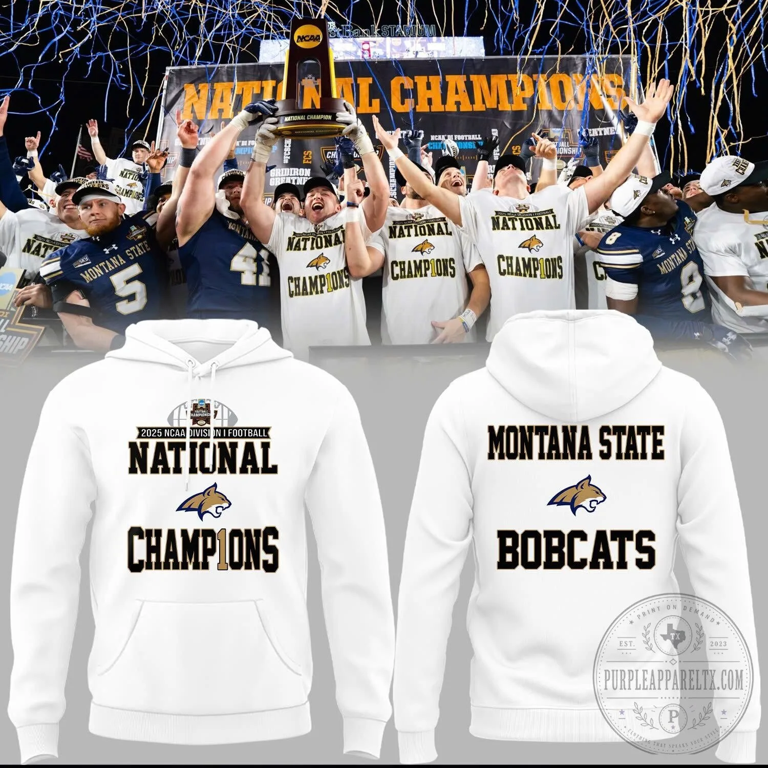 Montana State Bobcats 2025 NCAA Football National Champions Hoodie