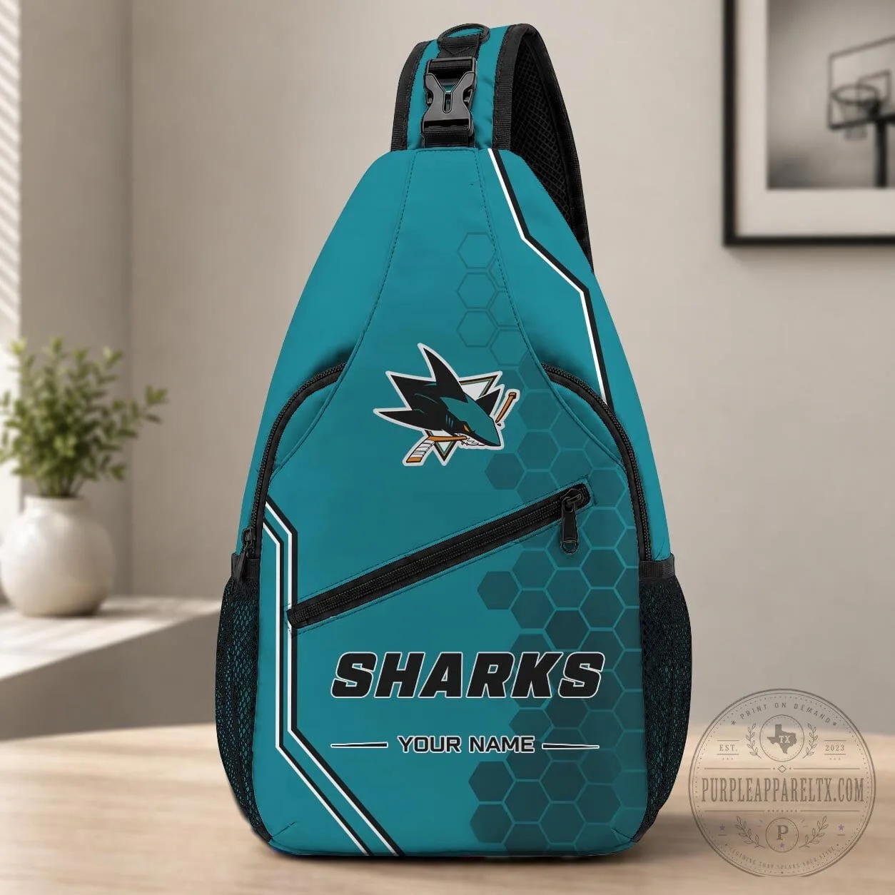 San Jose Sharks Personalized Crossbody Sling Bag for Hockey Fans