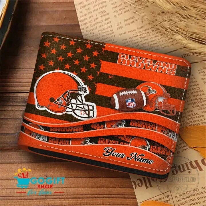 Cleveland Browns American Flag Football Personalized Wallet
